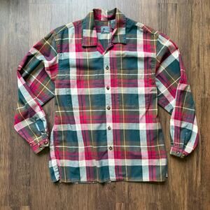 Lizwear Vintage Cotton Flannel Button Down Plaid Shirt Small